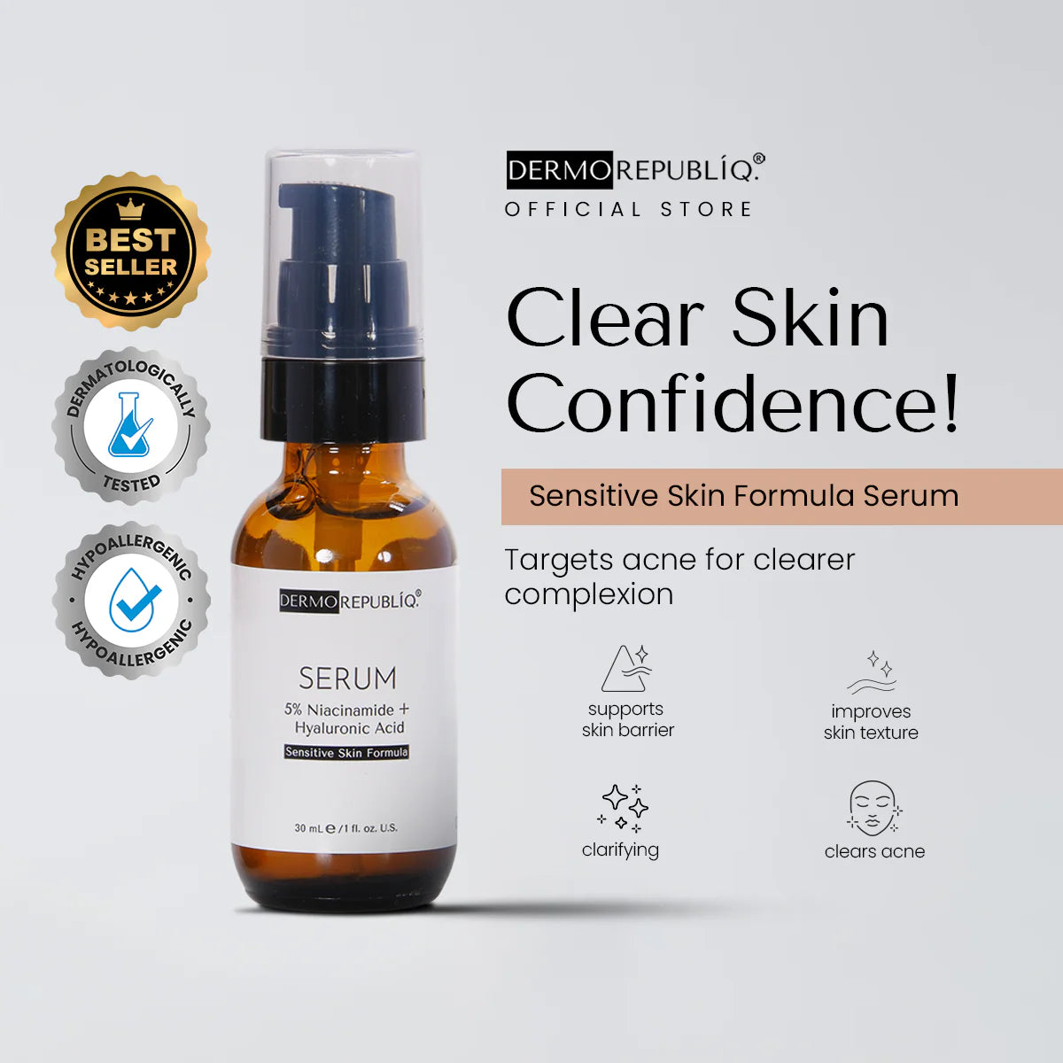Dermorepubliq 5% Niacinamide + 3% Tranexamic Acid + 2% Alpha Arbutin Ultra White Serum - 30 mL