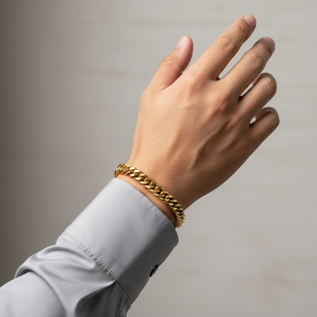 Filipino male model wearing Japanese cut bracelet