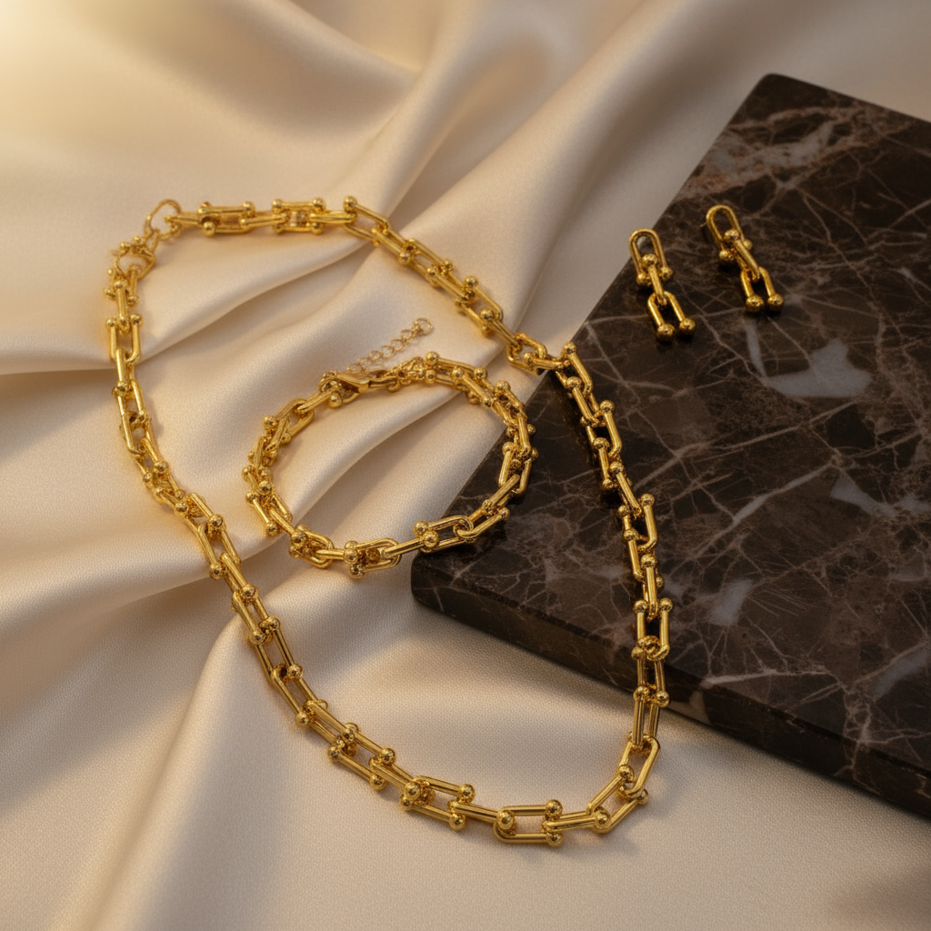 Gold Jewelry Set Product Display